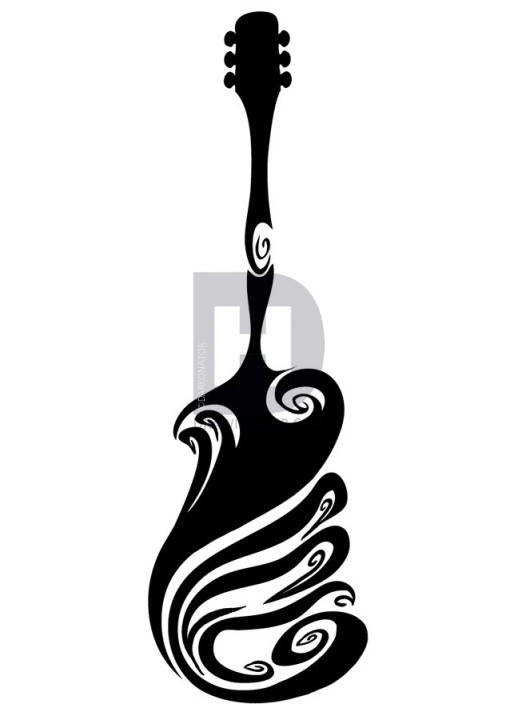 526x720 How To Draw A Tribal Guitar, Step