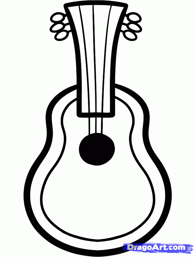 645x851 How To Draw A Guitar For Kids, Step