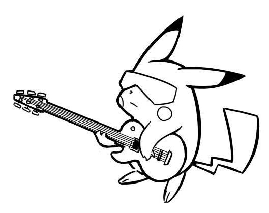 529x419 New Pikachu Coloring Pages Playing Guitar Hand Drawing