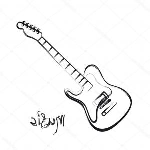 300x300 Royalty Free Stock Photography Electric Bass Guitar Line Art