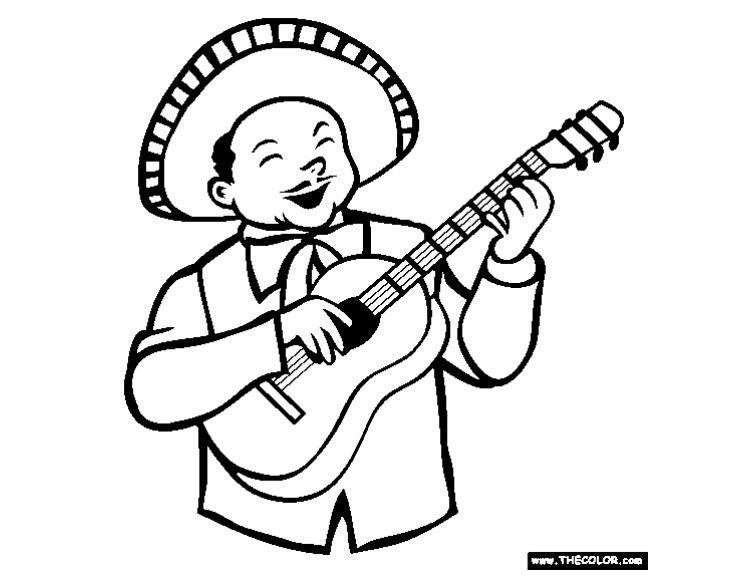 740x584 Fresh Guitar Player Coloring Page