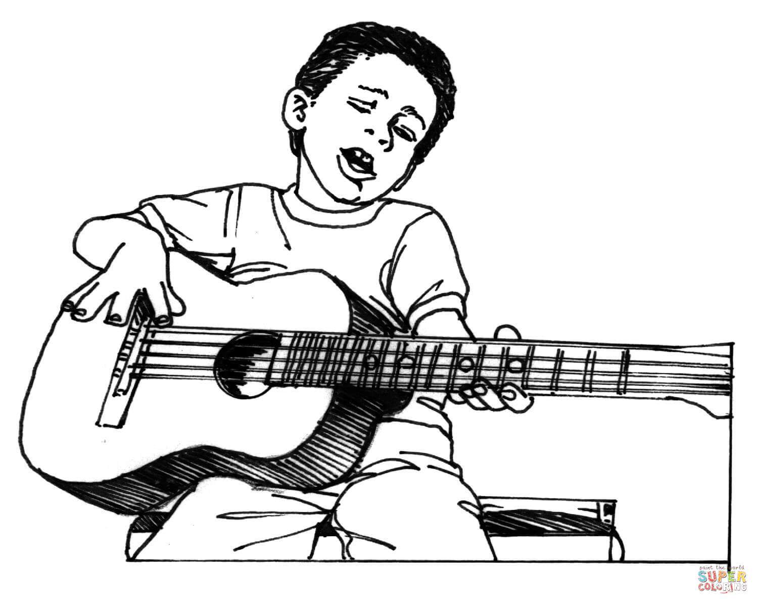 1500x1195 Guitar Player Coloring Pages