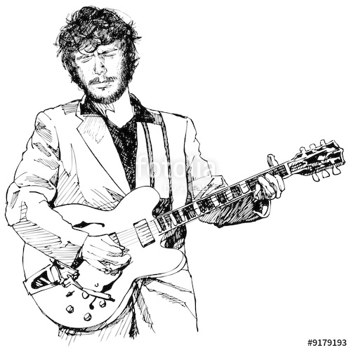 500x499 Ink Drawing Vector Illustration Of A Guitar Player Stock Photo