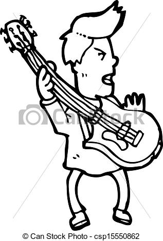 317x470 Cartoon Electric Guitar Player