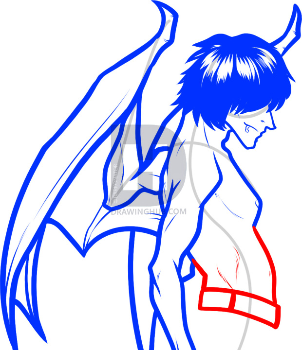 620x720 how to draw a devil boy, devil boy, demon boy, step
