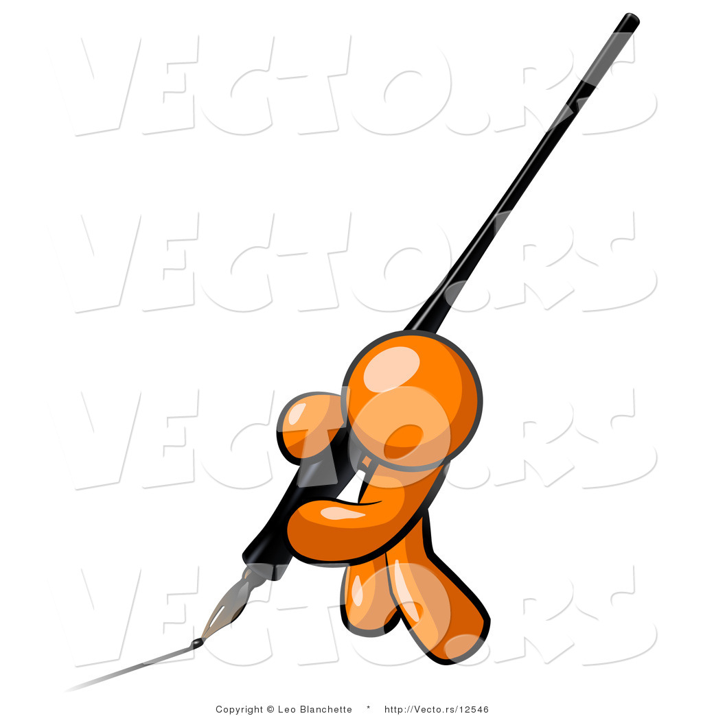 1024x1044 Vector Of Orange Guy Drawing With Black Calligraphy Ink Pen
