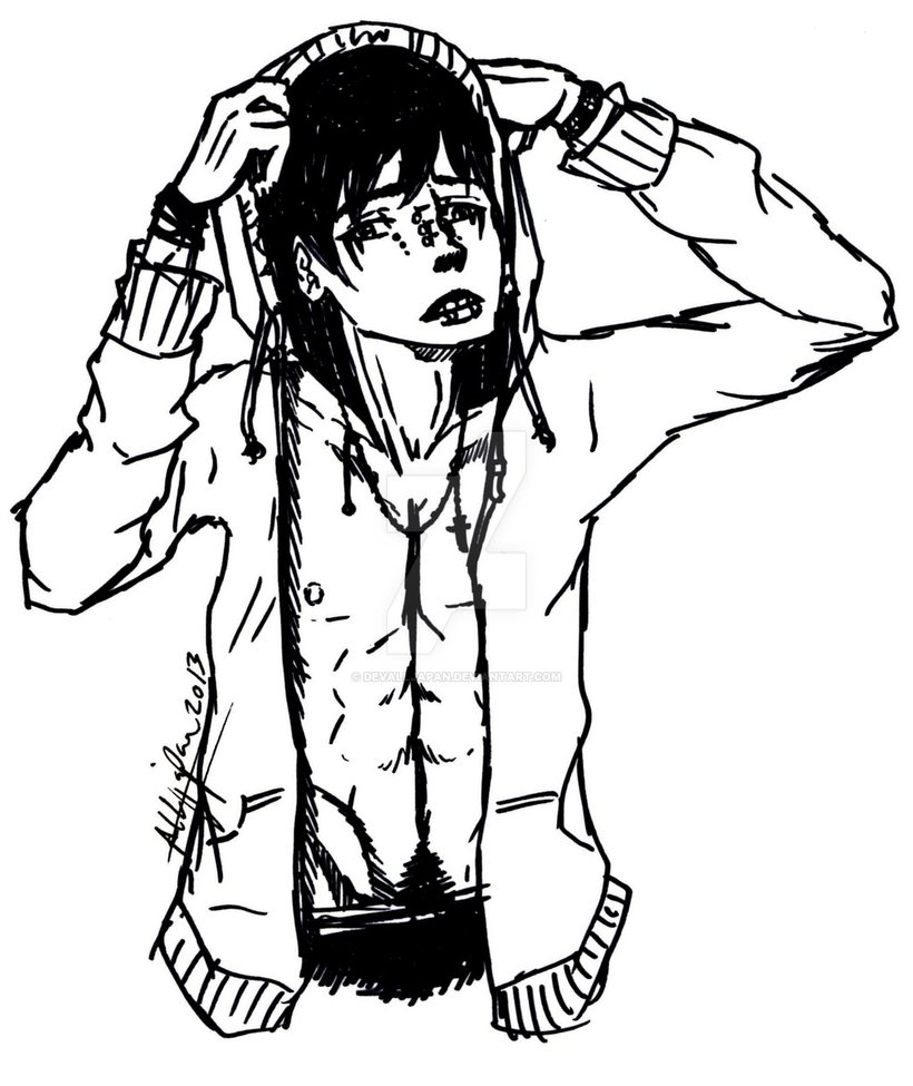 820x975 Emo Guy Sketch Hoodie