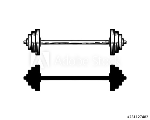 500x400 Hand Drawing Vector Barbell Tool For Fitness Sign Symbol Icon Gym
