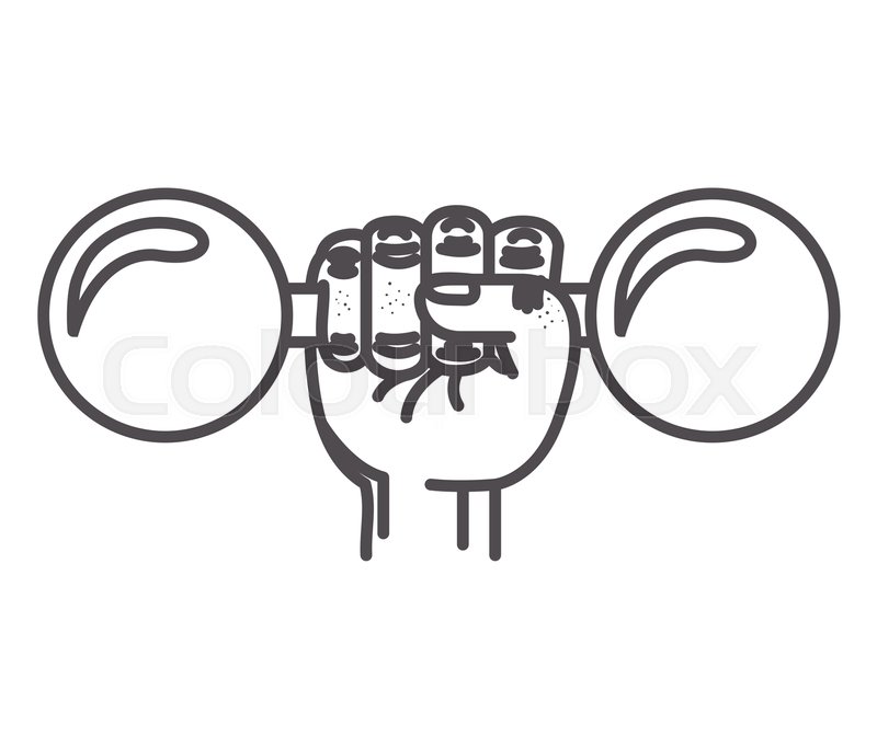 800x683 Hand Holding A Dumbbell Gym Equipment Stock Vector Colourbox