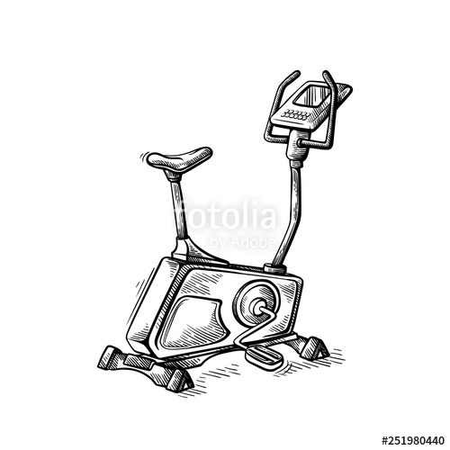 500x500 Sketch Hand Drawn Gym Equipment Machine Stationary Bike Stock