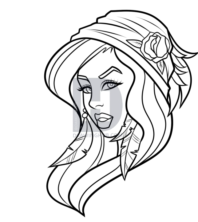 644x720 How To Draw A Gypsy Tattoo, Step