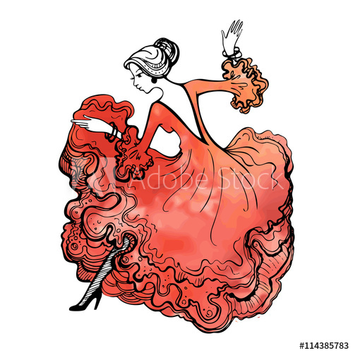 500x500 Girl In A Beautiful Ball Gown Spanish Woman Dancing Flamenco