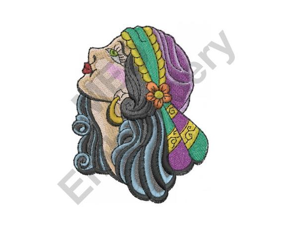 570x456 Gypsy Woman Machine Embroidery Design Embroidery Designs Etsy