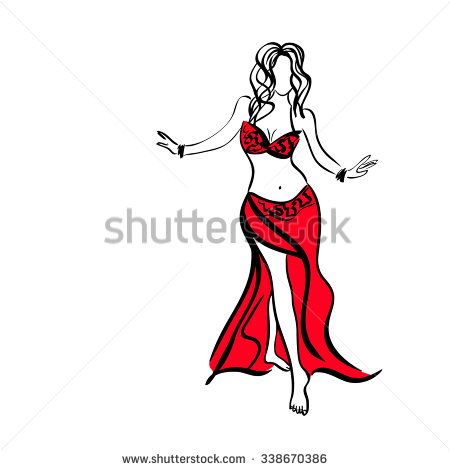 450x470 Belly Dancing Girl, Dancer Sketch, Vector