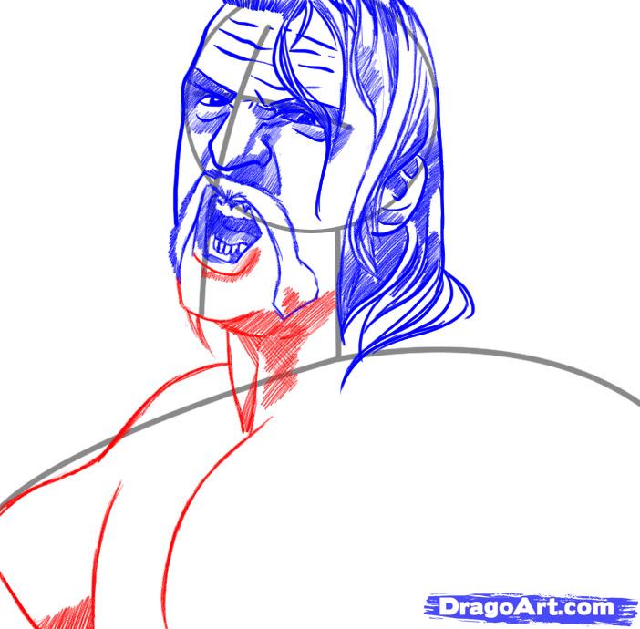 702x690 How To Draw Triple H, Step