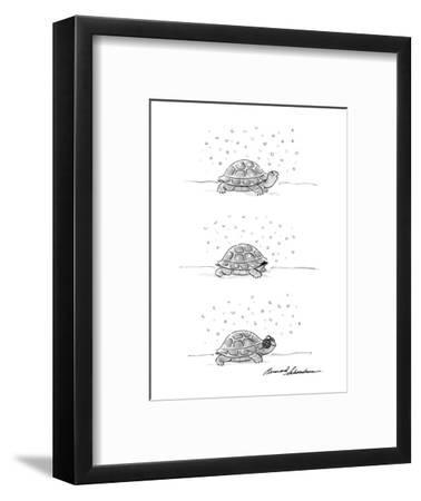 378x450 three panel drawing of turtle he walks outside in the snow he