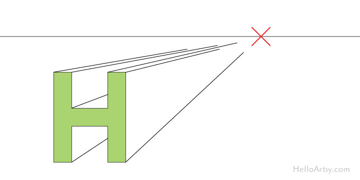 720x360 One Point Perspective Letter H Step