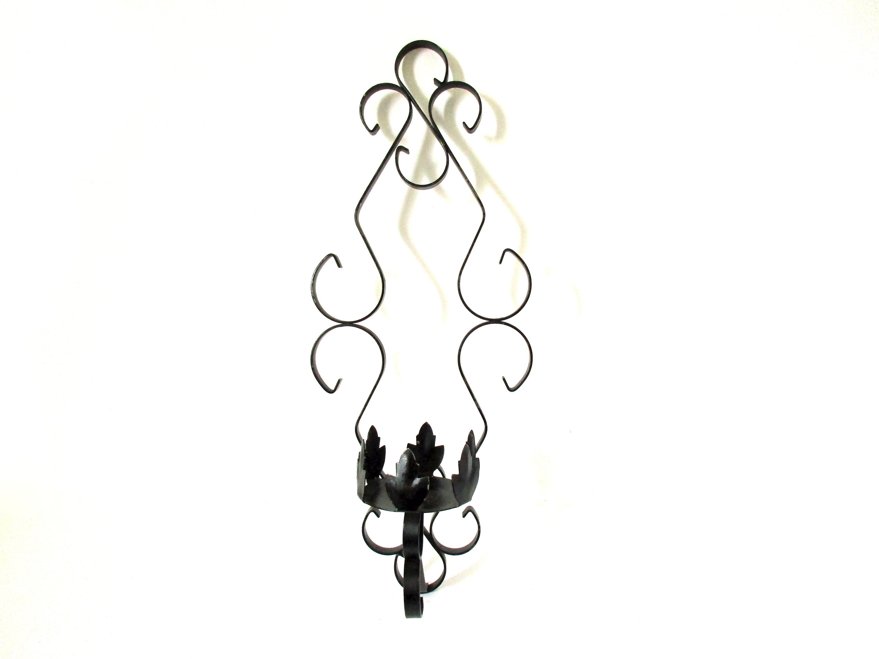 3000x2250 black curly metal candle sconce spanish revival wall decor etsy