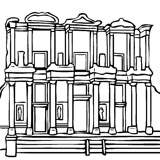 560x560 Library Of Celsus, Ephesus Turkey Coloring