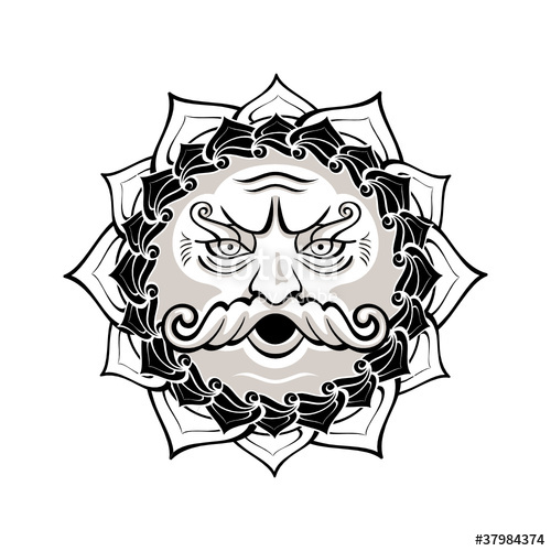 500x500 Powerful Wind God Blowing Decorated Contour Symbol Stock Image