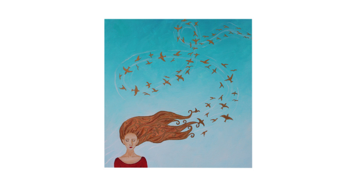 1200x630 Woman's Hair Blowing In The Wind Becoming Birds