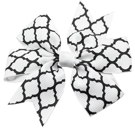 450x424 Hair Bow Quatrefoil Alligator Clip White