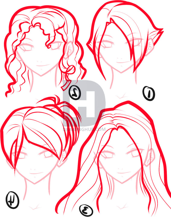 567x720 How To Draw Anime Hair, Step
