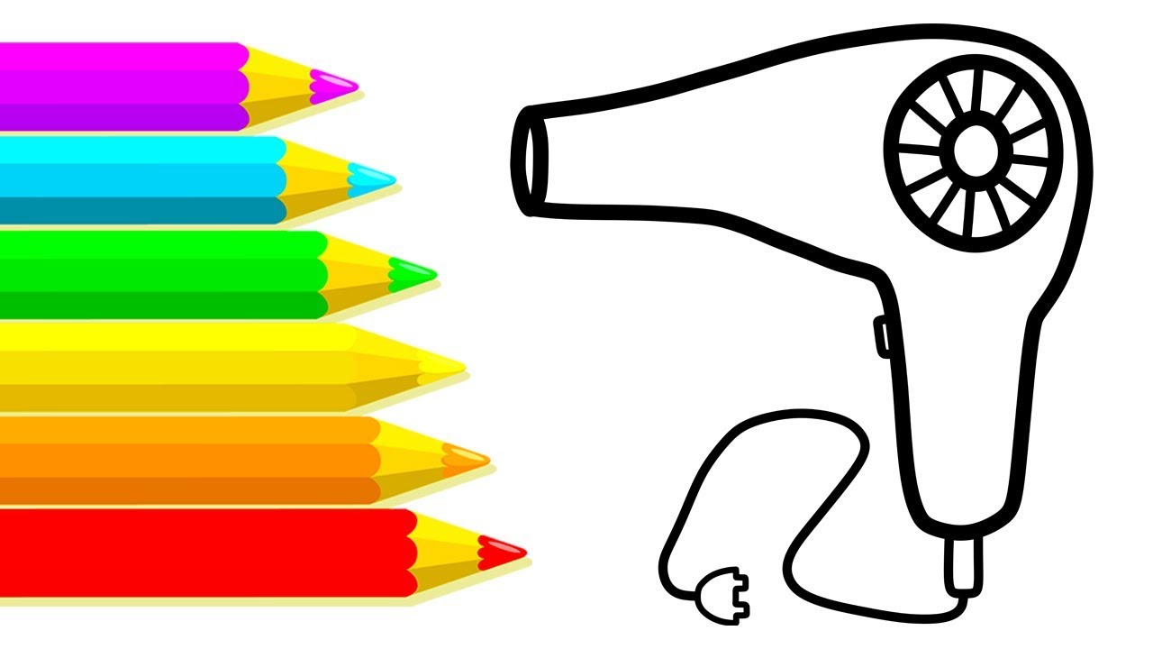 1280x720 learning colors with drawing hair dryer for kids how to draw hair