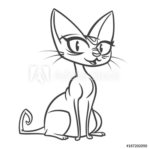 500x500 cartoon spynx cat outlined vector illustration of sphynx cat
