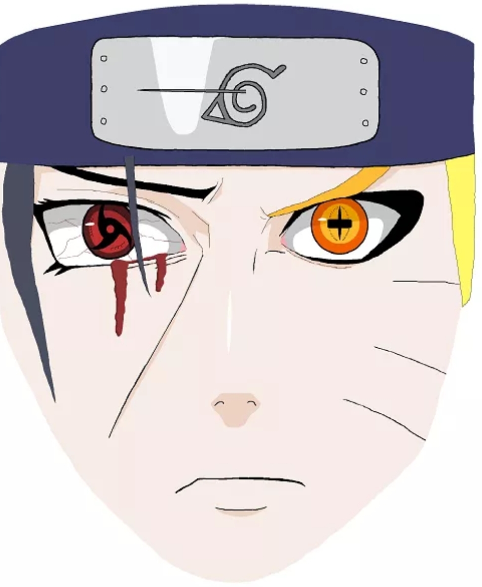 977x1190 My First Drawing And First Time Using Ms Paint Half Naruto, Half Itachi