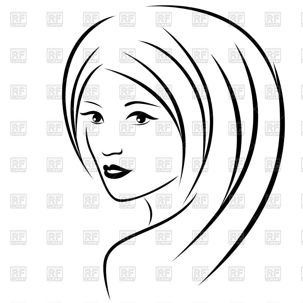 1000x1000 Abstract Young Woman With Long Hair Half Turn Portrait Vector