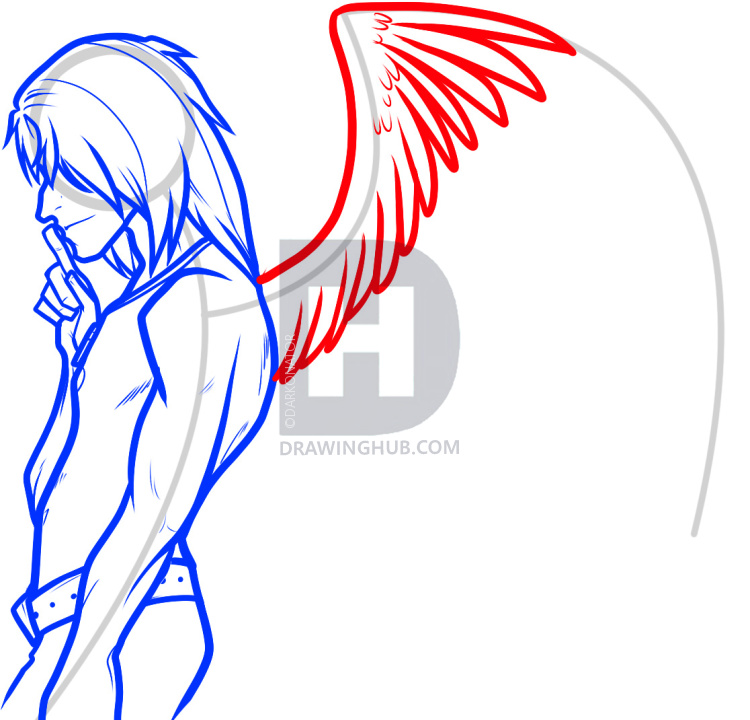 750x720 How To Draw An Angel Boy, Angel Man, Step