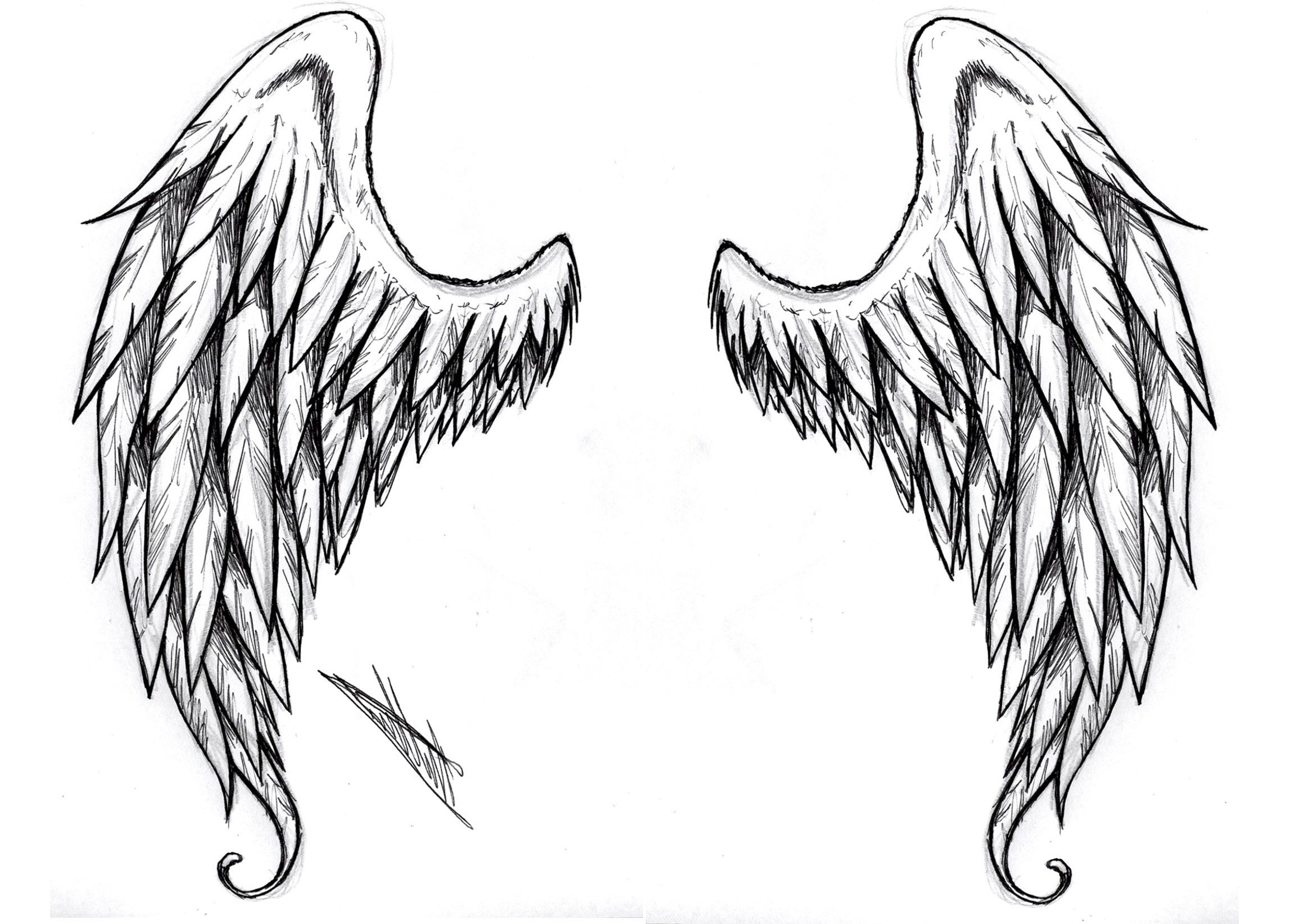 2304x1644 Cross Drawing Angel Wing For Free Download