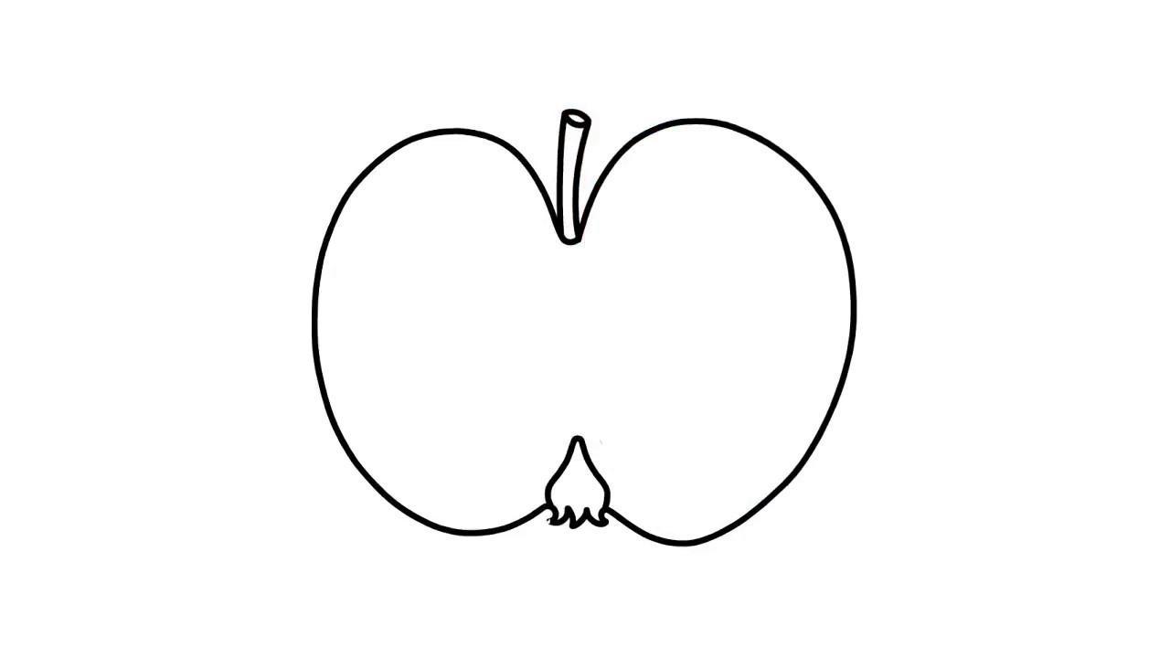 1280x720 How To Draw Half Apple Very Easily Step