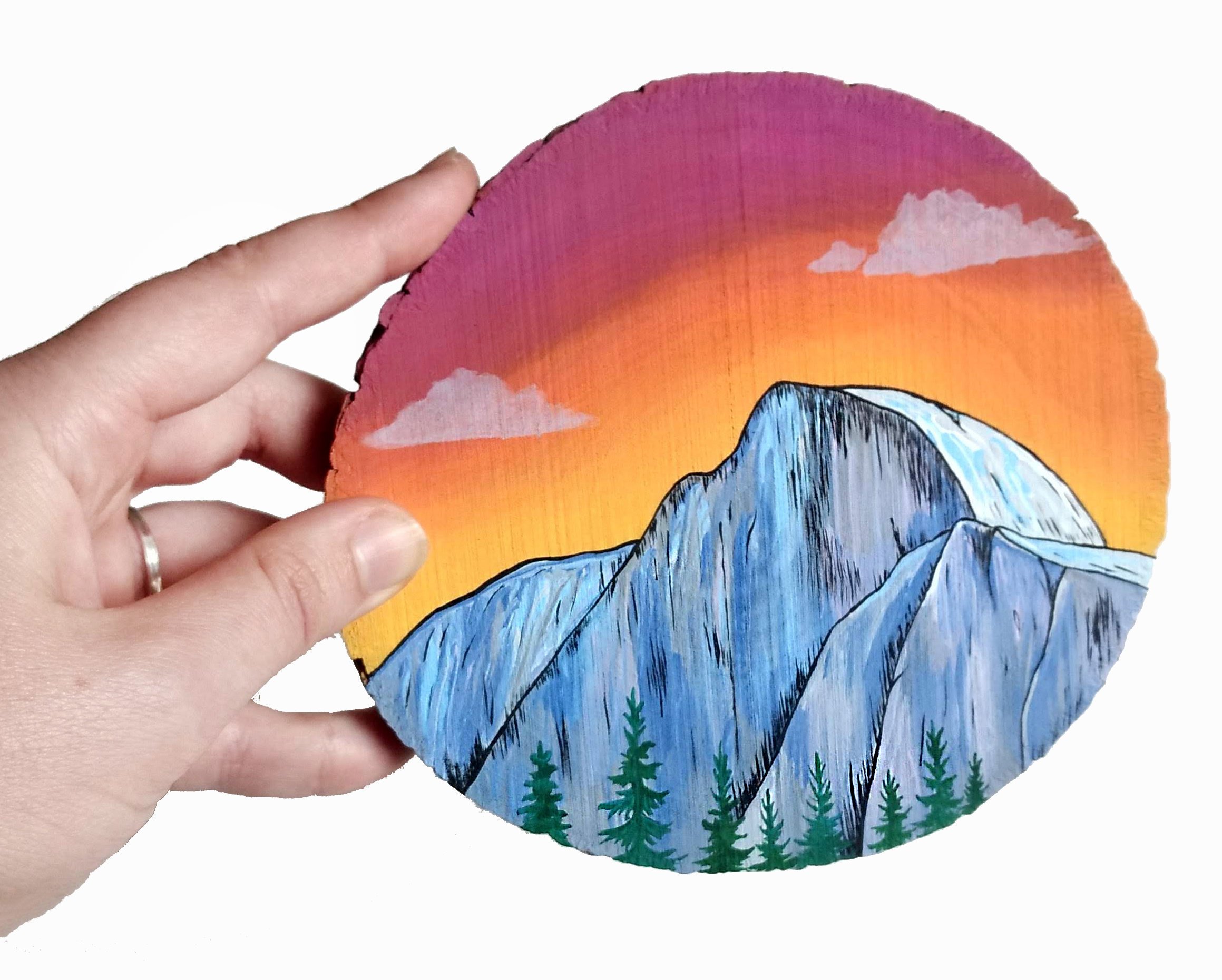 2319x1861 Half Dome Painting On A Small Wood Slice Yosemite National Etsy