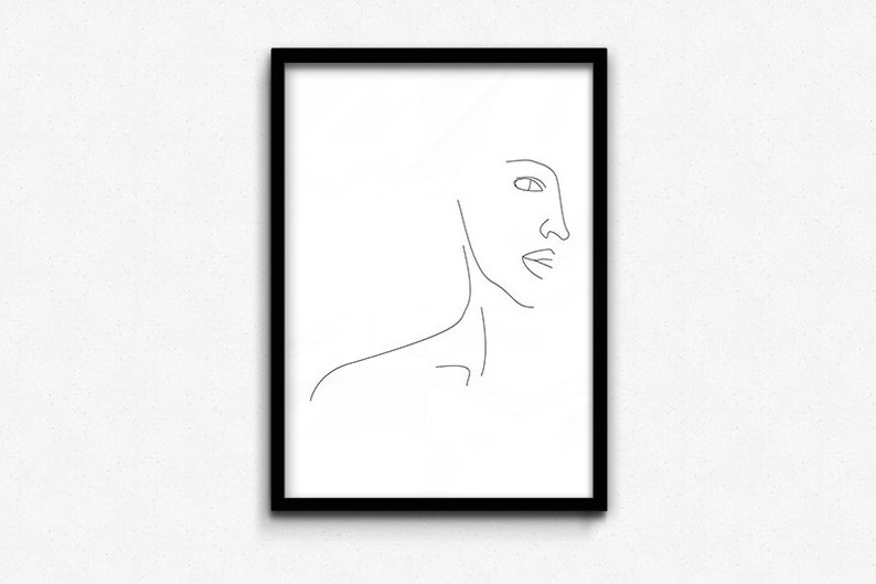 794x529 Half Face Contour Abstract Print Graphic Poster Etsy
