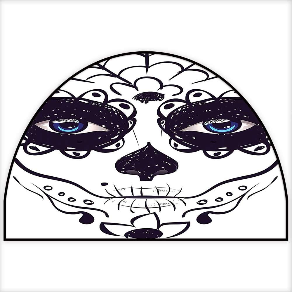 1000x1000 Half Round Non Slip Dia De Los Muertos Sugar Skull
