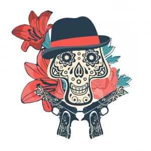 300x300 Woman Headphones Half Face Skull Vector Soidergi