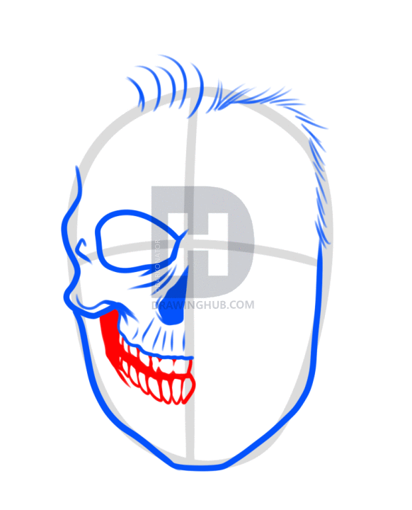 582x720 How To Draw A Monroe Skull, Step