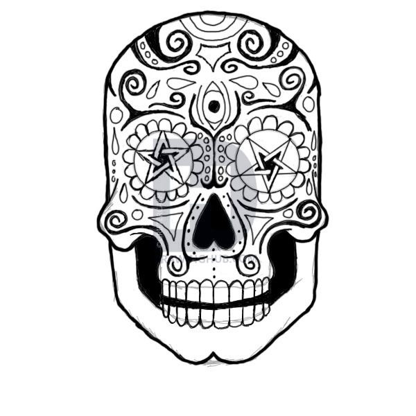 600x600 How To Draw A Sugar Skull, Step