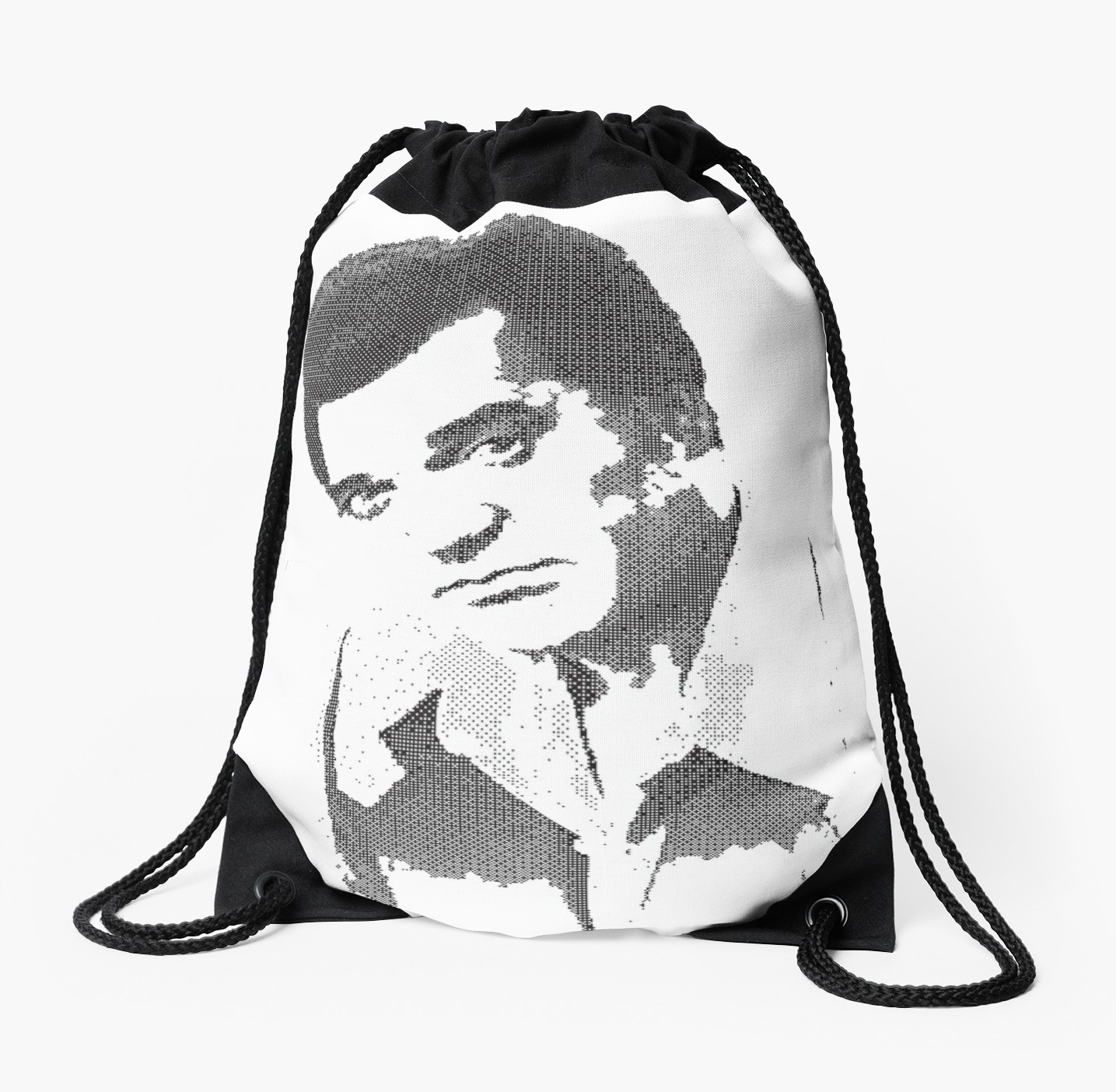 1435x1404 Conway Twitty Halftone Drawstring Bag