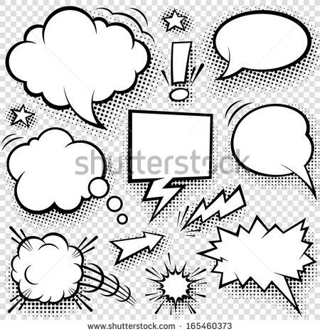 450x470 A Set Of Comic Bubbles And Elements With Halftone Shadows