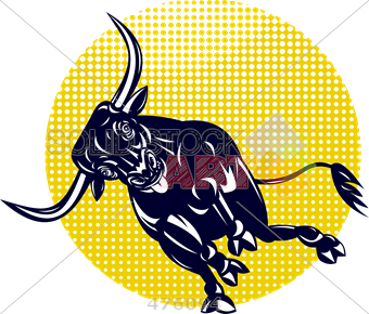 340x290 Stock Illustration Of Drawing Of Blue Bull Charging Front View