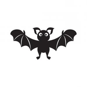 300x300 Continuous Line Drawing Black Halloween Bat Silhouette Vector