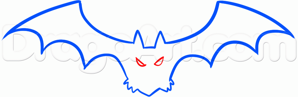 1020x332 How To Draw A Cartoon Halloween Bat, Step