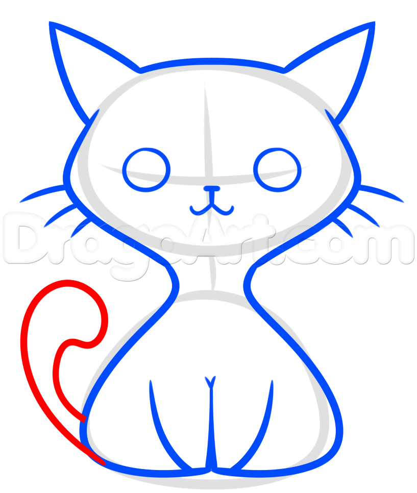 817x966 Kawaii Black Cat Drawing Lesson, Step