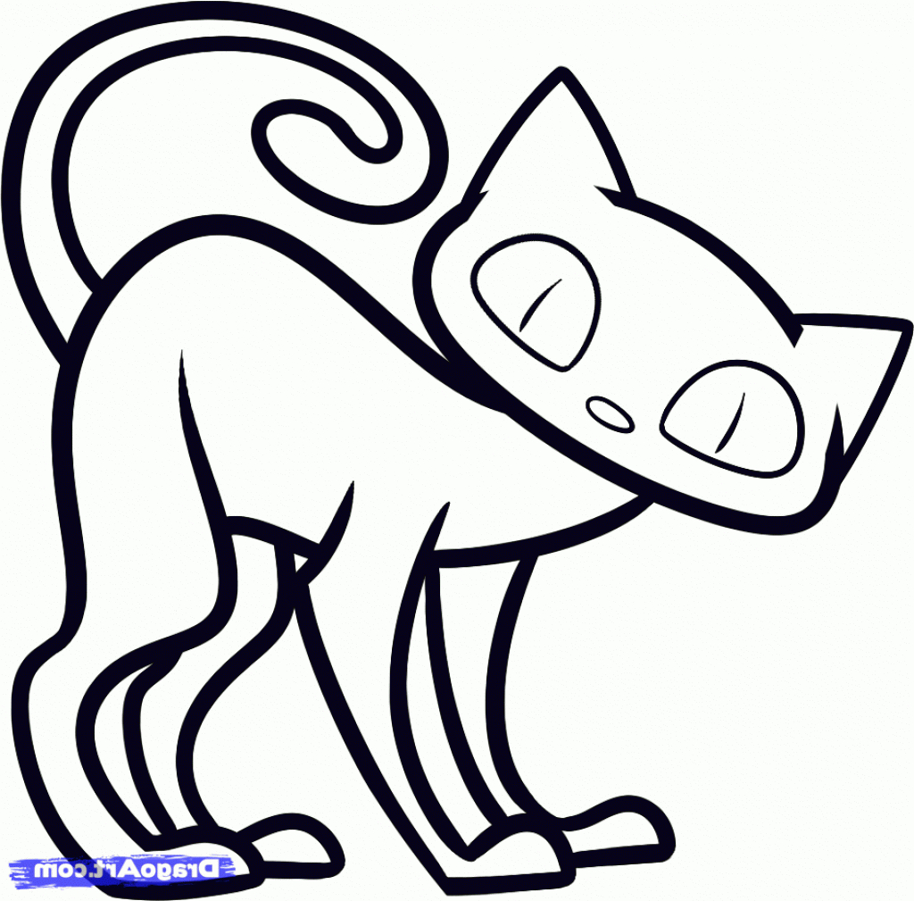 1024x1009 Easy Halloween Cat Drawing