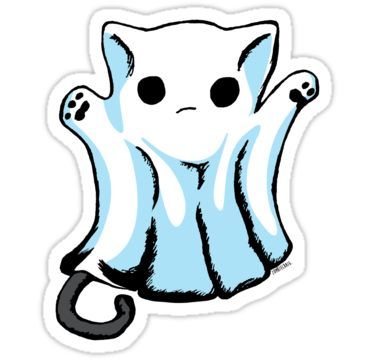 375x360 Cute Boo Ghost Cat Halloween Sticker In Products