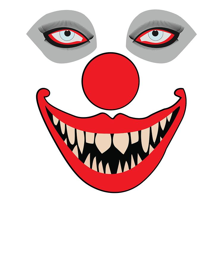750x900 Halloween Evil Clown Face Drawing
