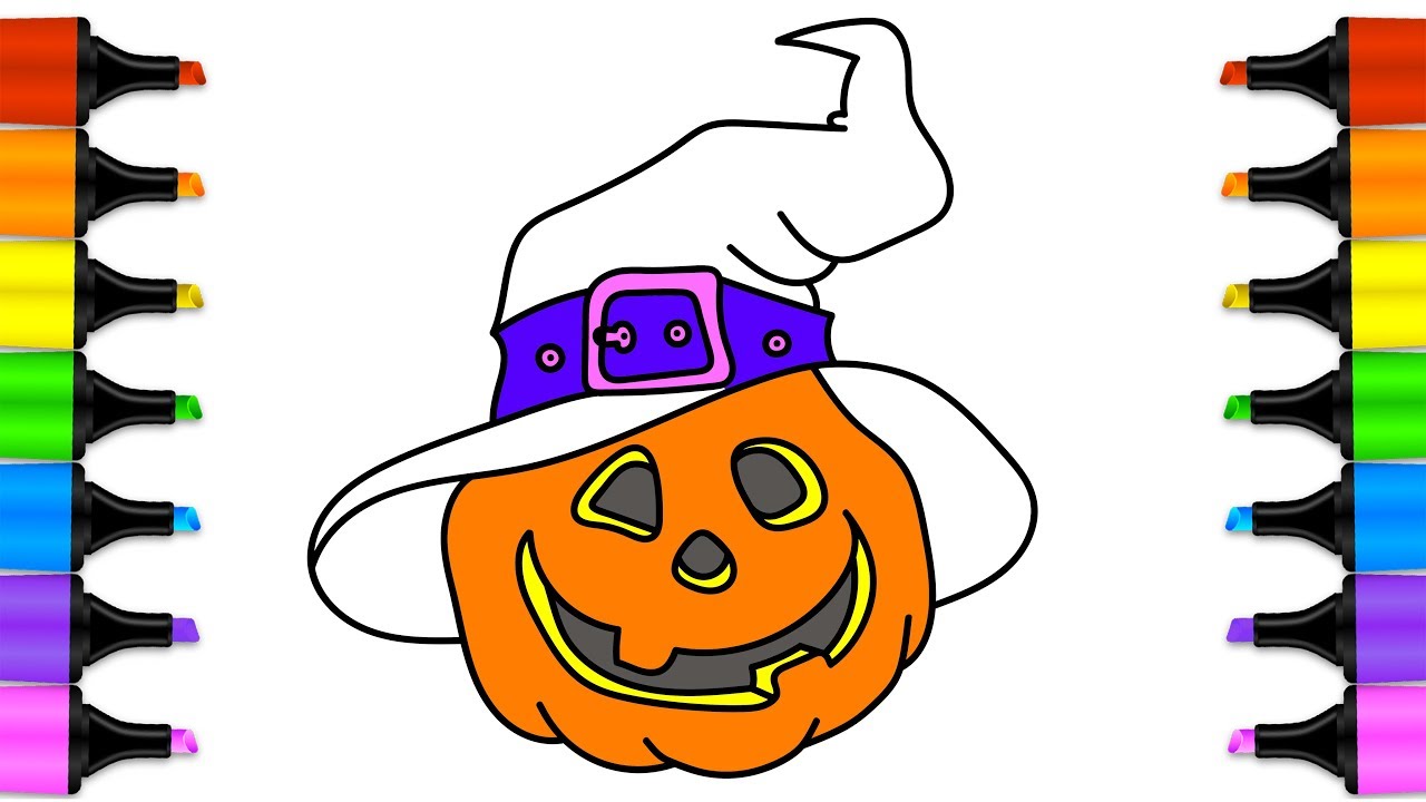 1280x720 How To Draw Pumpkin On Halloween Funny Pencil Coloring